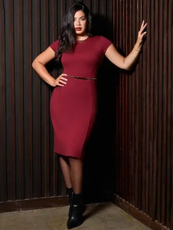 SculptWear Short Sleeve Fitted Sheath Dress