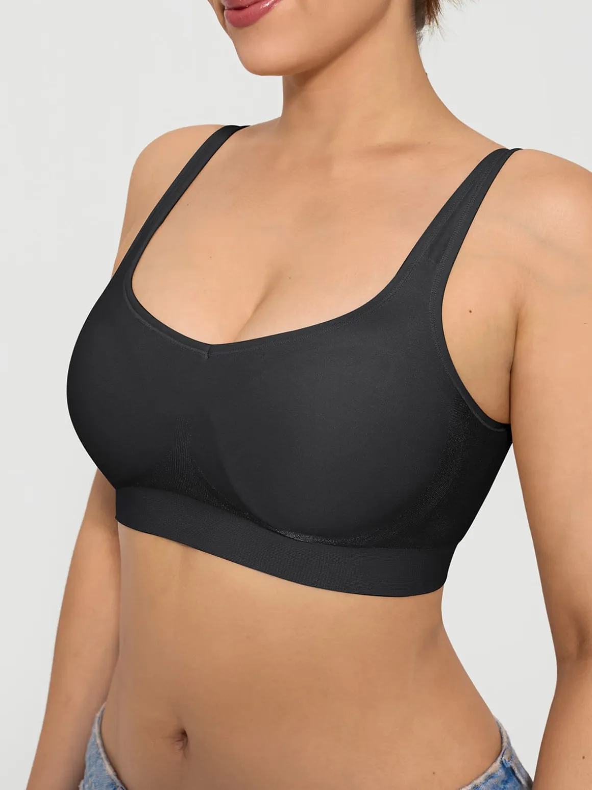 Seamless Adjustable Wide-Strap Underwire-Free Smoothing Bra