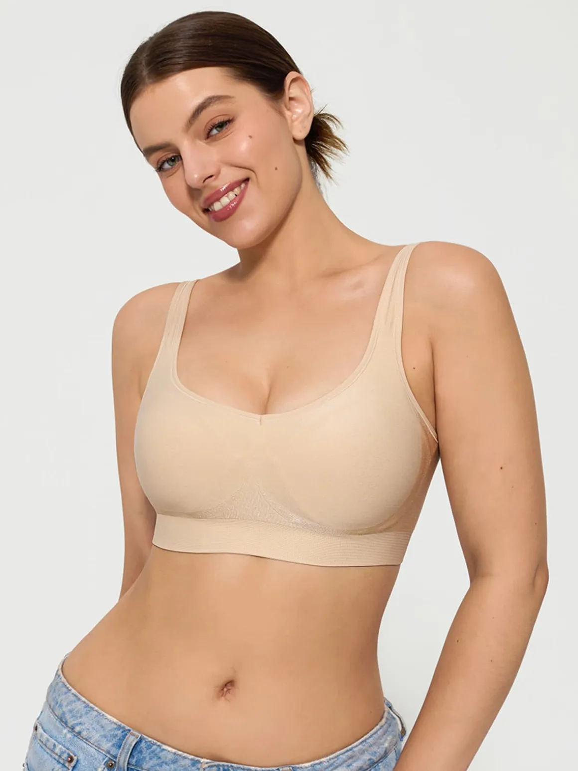 Seamless Adjustable Wide-Strap Underwire-Free Smoothing Bra