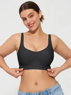 Seamless Adjustable Wide-Strap Underwire-Free Smoothing Bra