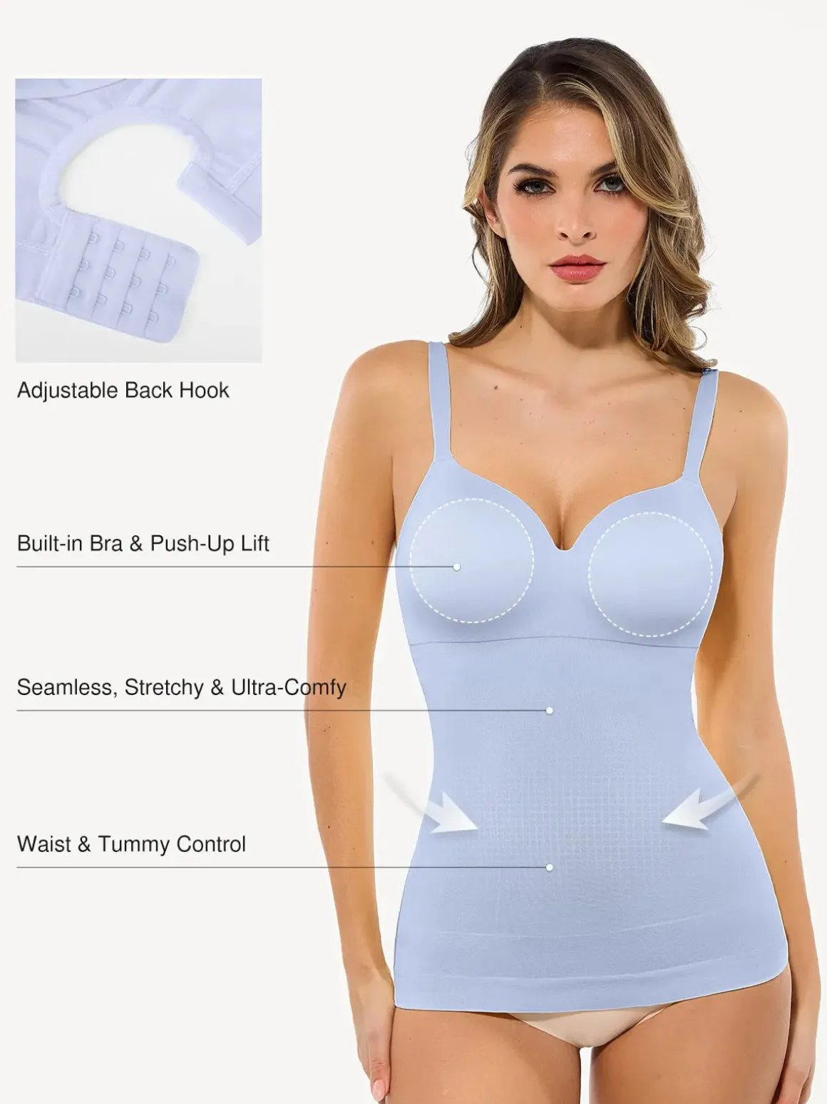 Seamless Built-in Bra All-in-One Push-Up Sculpting Cami Top