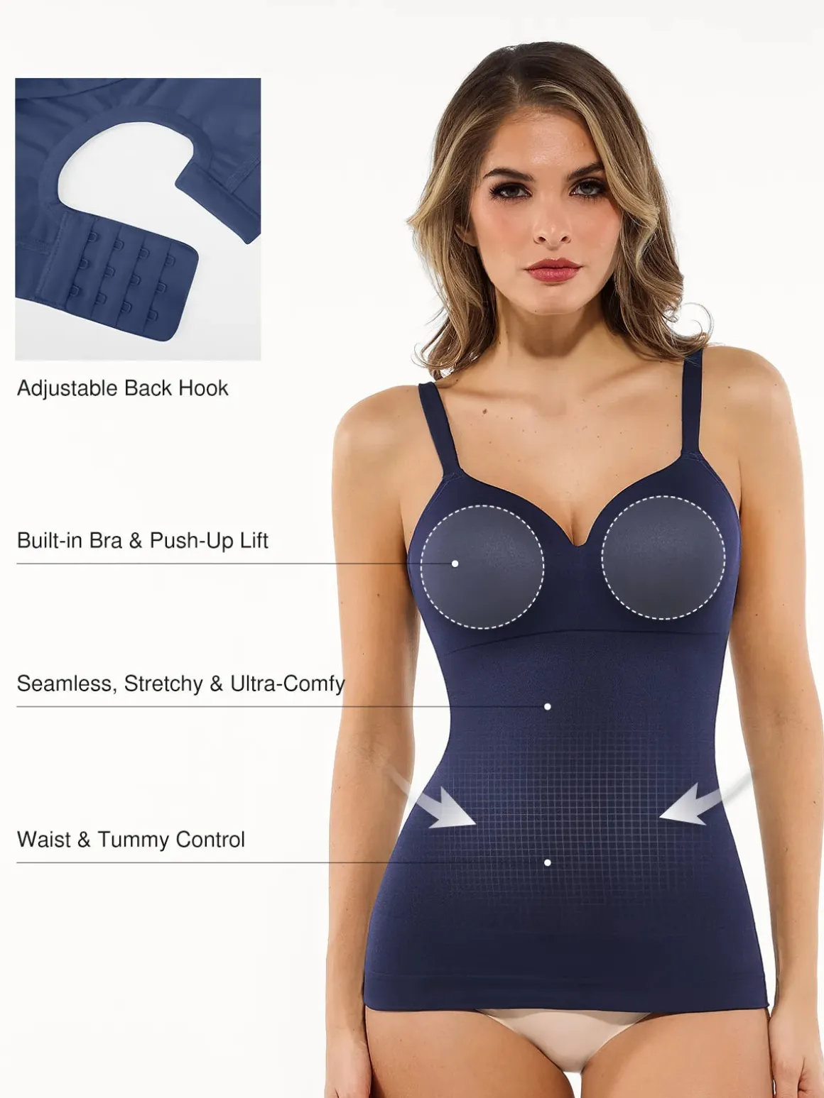 Seamless Built-in Bra All-in-One Push-Up Sculpting Cami Top