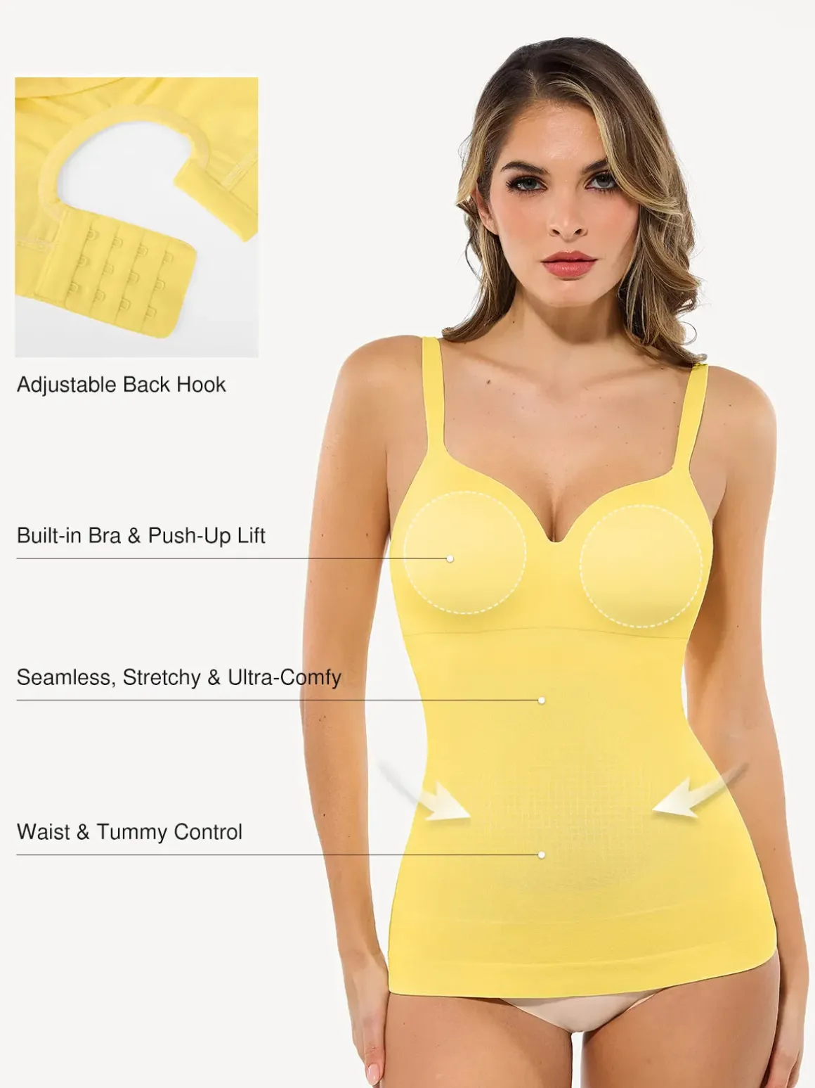 Seamless Built-in Bra All-in-One Push-Up Sculpting Cami Top