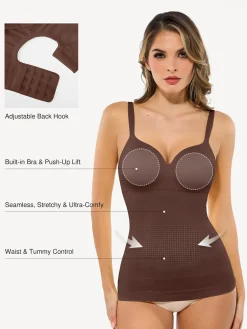 Seamless Built-in Bra All-in-One Push-Up Sculpting Cami Top