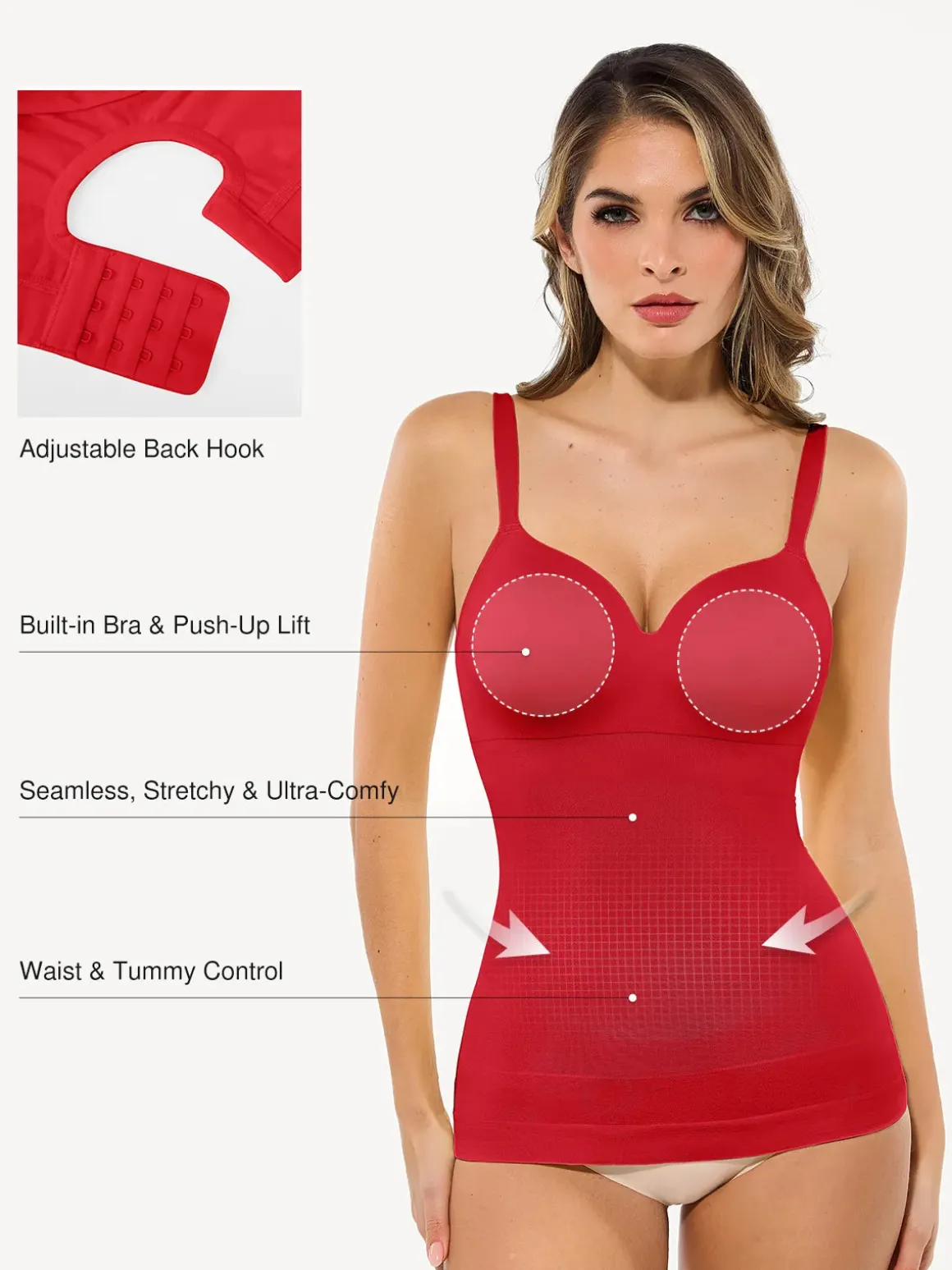 Seamless Built-in Bra All-in-One Push-Up Sculpting Cami Top
