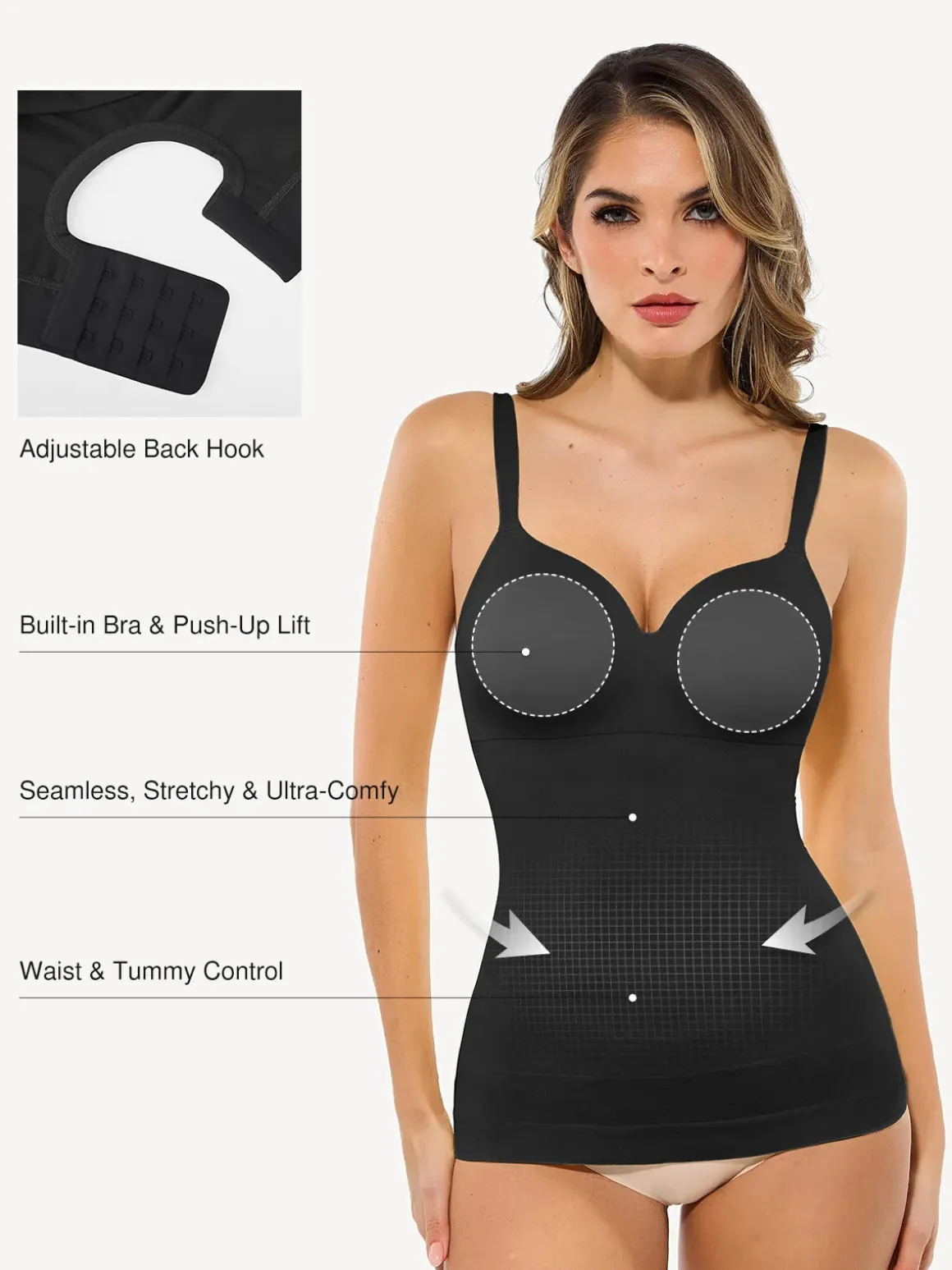 Seamless Built-in Bra All-in-One Push-Up Sculpting Cami Top