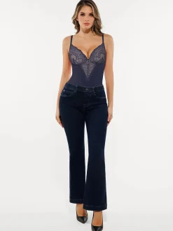 Seamless Lace V-Neck Shapewear Bodysuit
