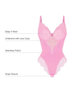 Seamless Lace V-Neck Shapewear Bodysuit