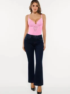Seamless Lace V-Neck Shapewear Bodysuit