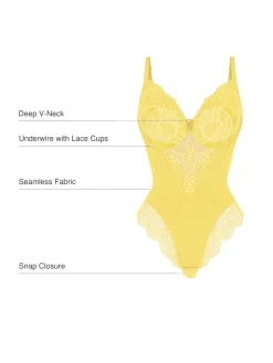 Seamless Lace V-Neck Shapewear Bodysuit