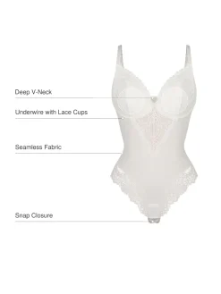 Seamless Lace V-Neck Shapewear Bodysuit