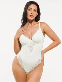 Seamless Lace V-Neck Shapewear Bodysuit