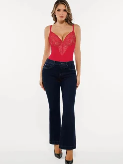 Seamless Lace V-Neck Shapewear Bodysuit