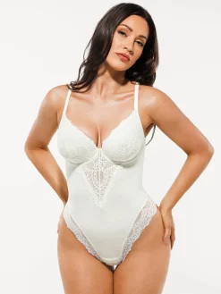Seamless Lace V-Neck Shapewear Bodysuit