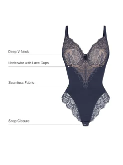 Seamless Lace V-Neck Shapewear Bodysuit