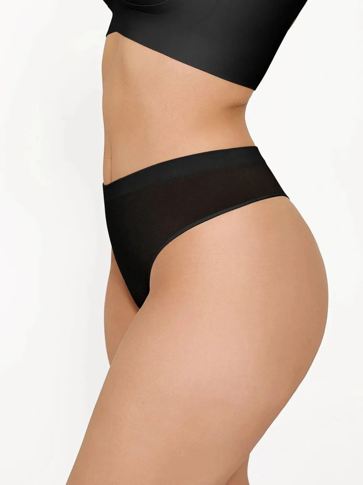 Seamless Solid Mid-Rise Thong Brief