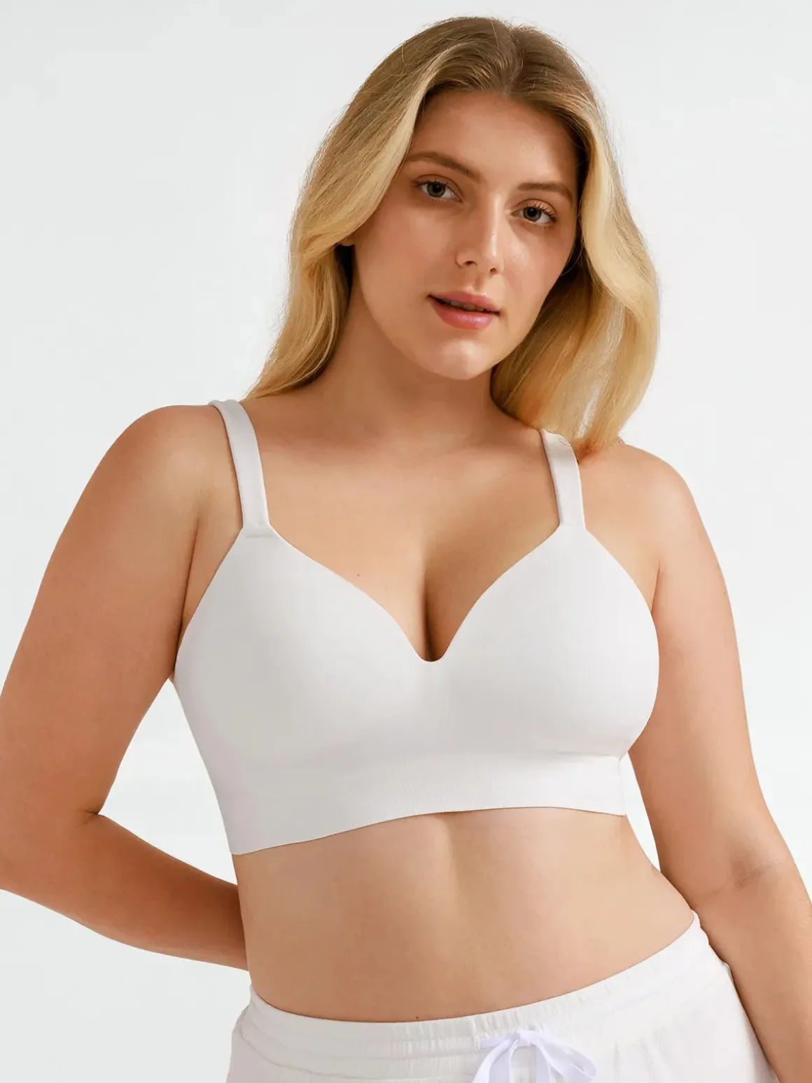 Seamless Wireless Adjustable Wide-Strap T-Shirt Bra