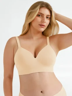 Seamless Wireless Adjustable Wide-Strap T-Shirt Bra