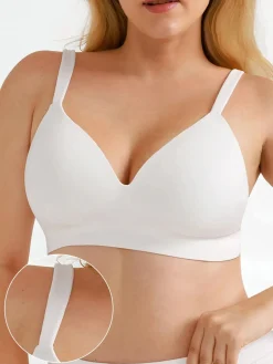 Seamless Wireless Adjustable Wide-Strap T-Shirt Bra