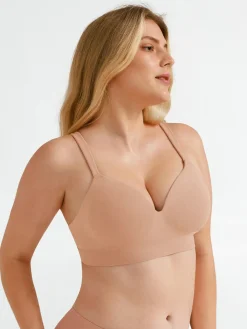 Seamless Wireless Adjustable Wide-Strap T-Shirt Bra