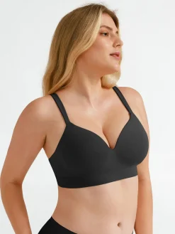 Seamless Wireless Adjustable Wide-Strap T-Shirt Bra