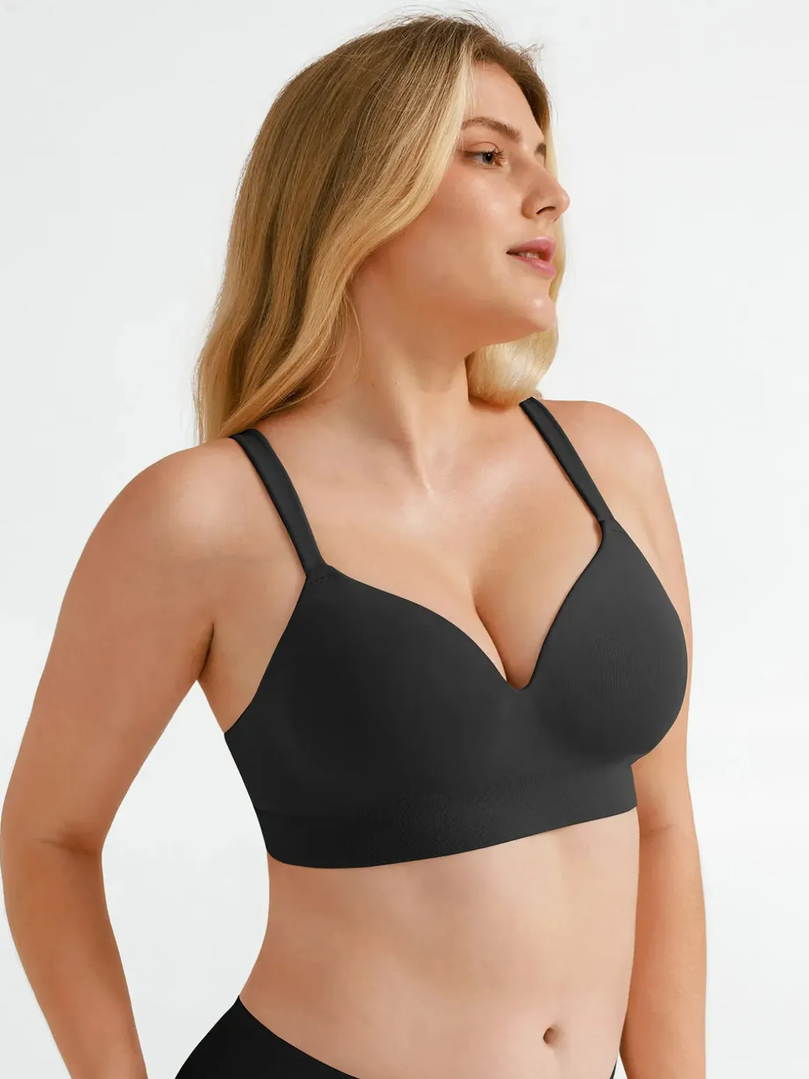 Seamless Wireless Adjustable Wide-Strap T-Shirt Bra