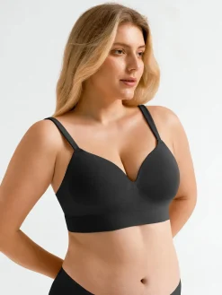Seamless Wireless Adjustable Wide-Strap T-Shirt Bra