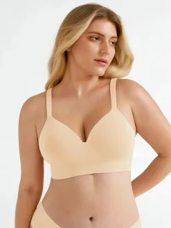 Seamless Wireless Adjustable Wide-Strap T-Shirt Bra