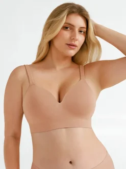 Seamless Wireless Adjustable Wide-Strap T-Shirt Bra