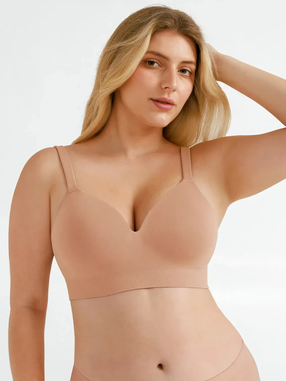 Seamless Wireless Adjustable Wide-Strap T-Shirt Bra