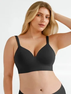 Seamless Wireless Adjustable Wide-Strap T-Shirt Bra