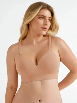 Seamless Wireless Adjustable Wide-Strap T-Shirt Bra