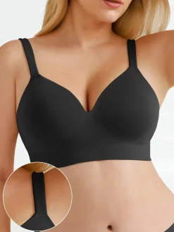 Seamless Wireless Adjustable Wide-Strap T-Shirt Bra