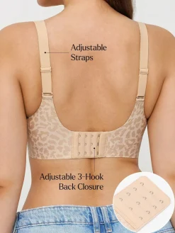 Seamless Wireless Jelly Leopard Contour Minimizer Support Bra