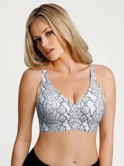 Seamless Wireless Jelly Leopard Contour Minimizer Support Bra