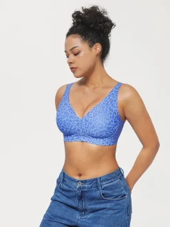 Seamless Wireless Jelly Leopard Contour Minimizer Support Bra