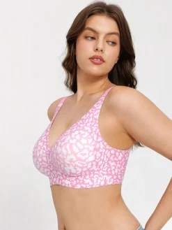 Seamless Wireless Jelly Leopard Contour Minimizer Support Bra