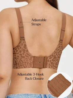 Seamless Wireless Jelly Leopard Contour Minimizer Support Bra