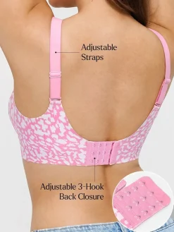 Seamless Wireless Jelly Leopard Contour Minimizer Support Bra