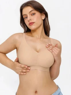 Seamless Wireless Ruched Comfort Minimizer Bra