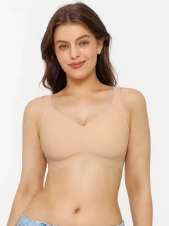 Seamless Wireless Ruched Comfort Minimizer Bra