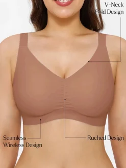 Seamless Wireless Ruched Comfort Minimizer Bra