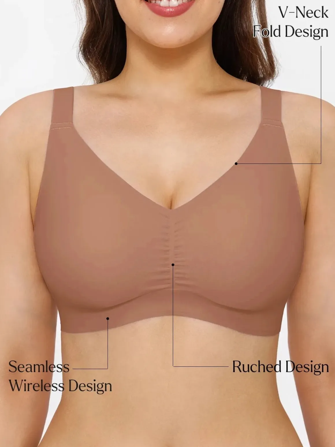 Seamless Wireless Ruched Comfort Minimizer Bra