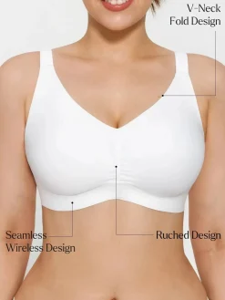 Seamless Wireless Ruched Comfort Minimizer Bra