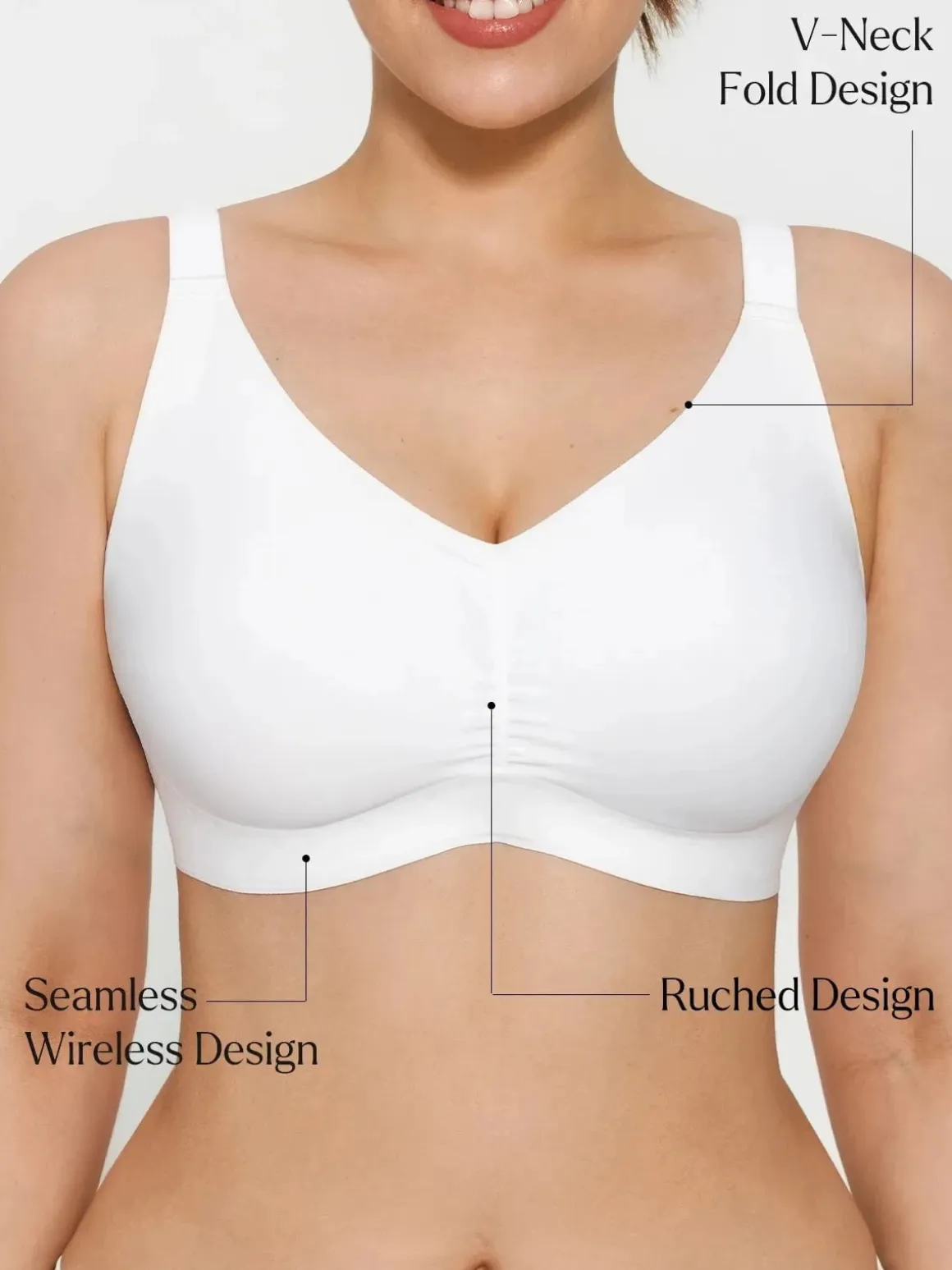 Seamless Wireless Ruched Comfort Minimizer Bra