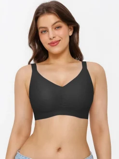 Seamless Wireless Ruched Comfort Minimizer Bra