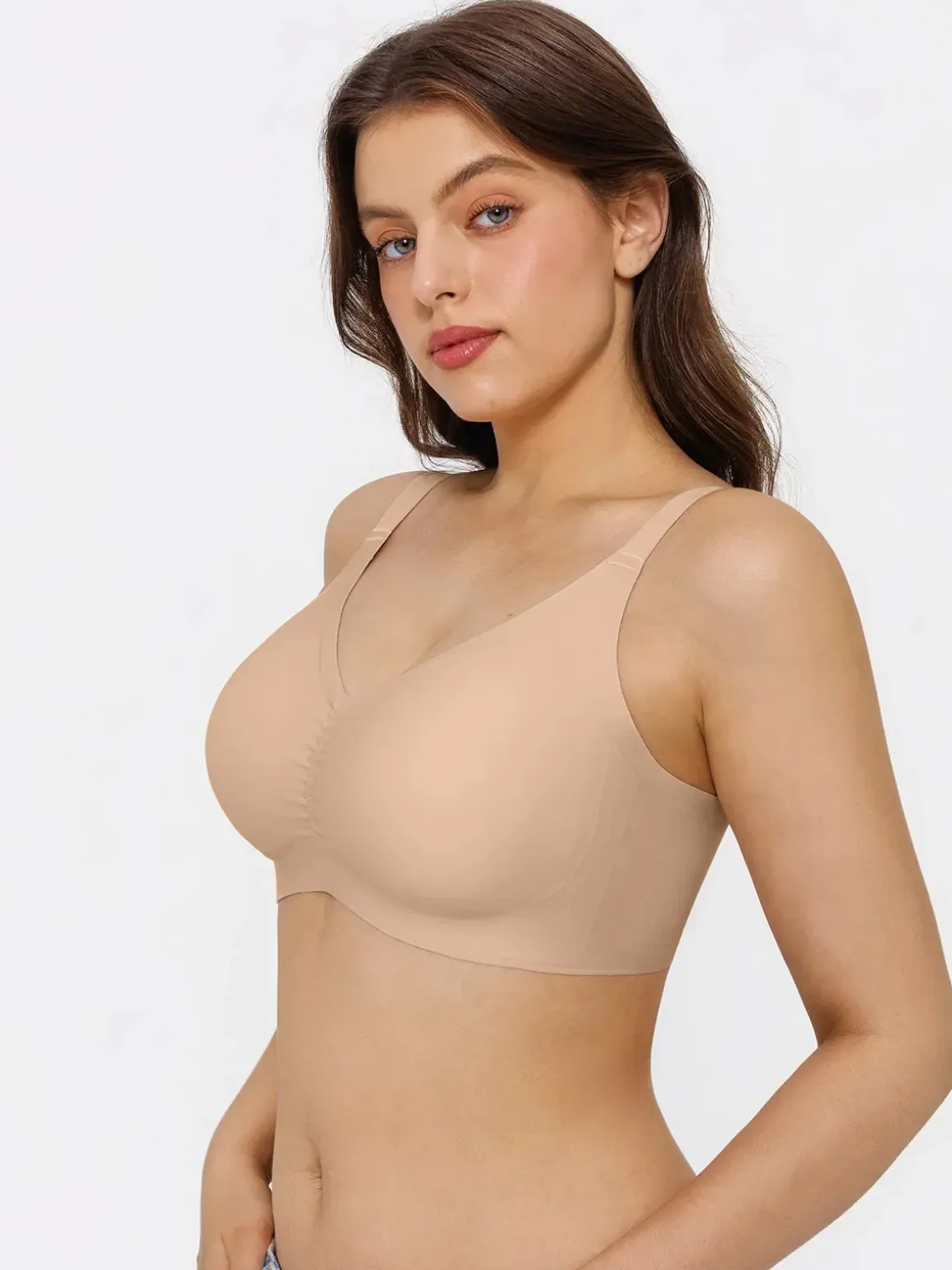 Seamless Wireless Ruched Comfort Minimizer Bra