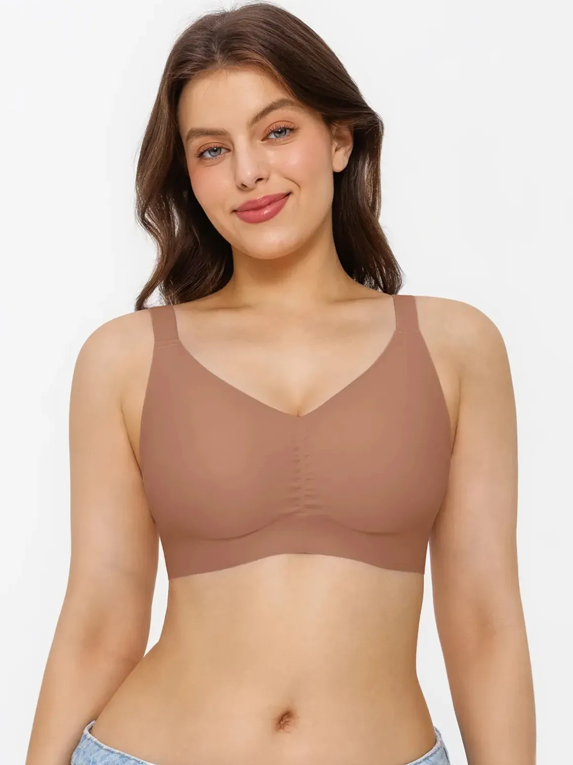 Seamless Wireless Ruched Comfort Minimizer Bra