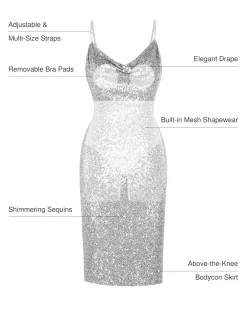 Sequin Cowl Neck Sculpting Mini Dress