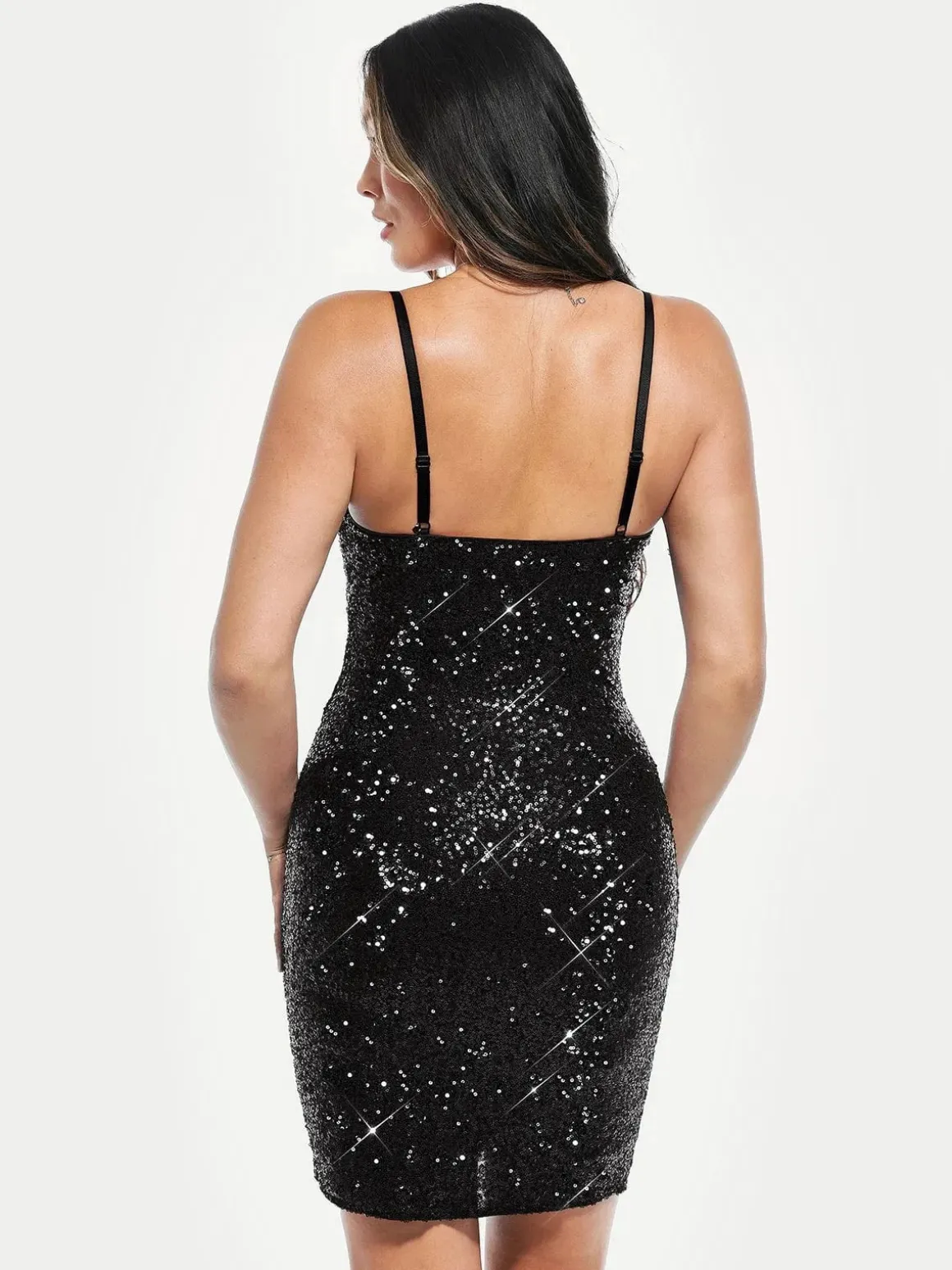 Sequin Cowl Neck Sculpting Mini Dress